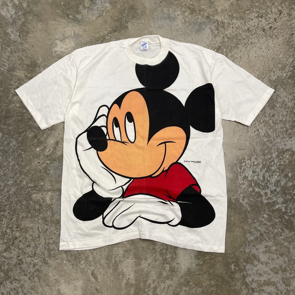 Vintage Velva Sheen Mickey Mouse T-Shirt White XL Made in USA Disney Graphic Tee
